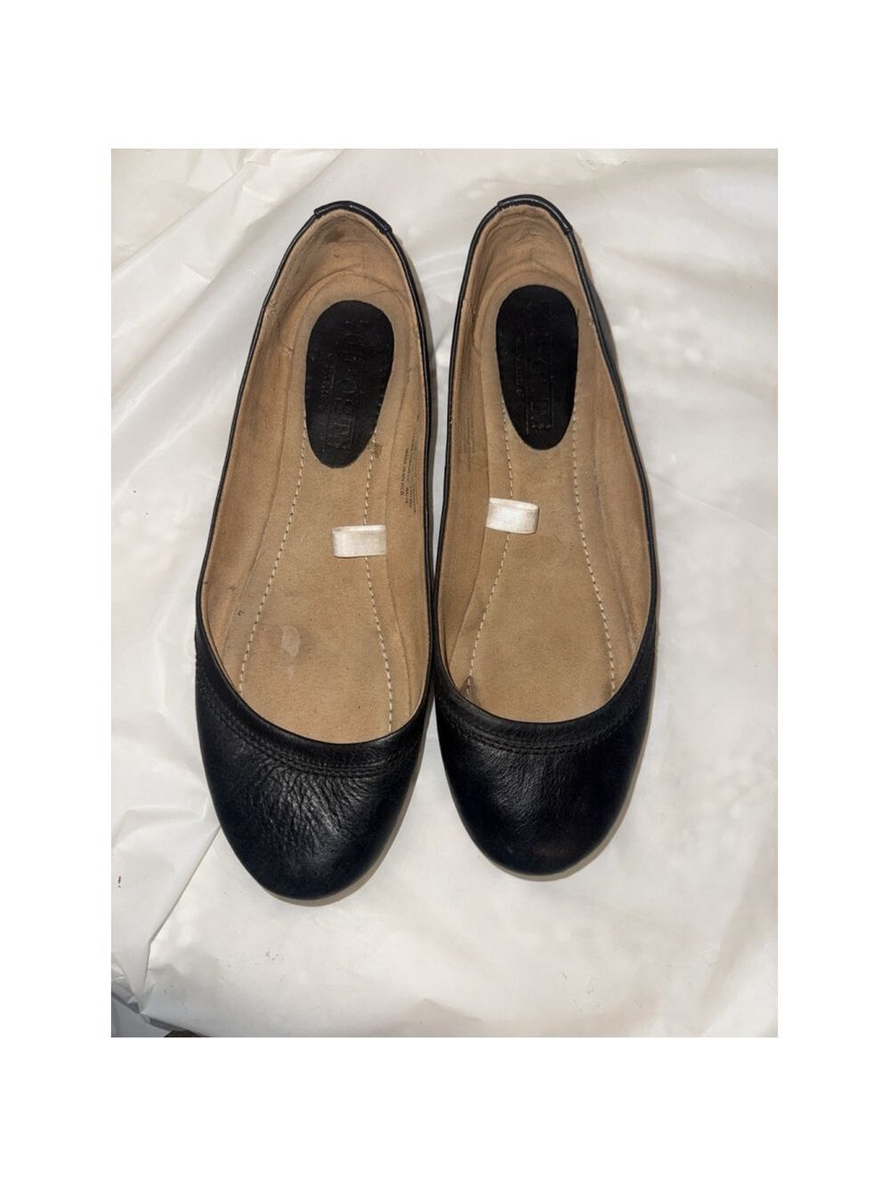 70 Post Paris flat black Leather slip On Mexico size 8